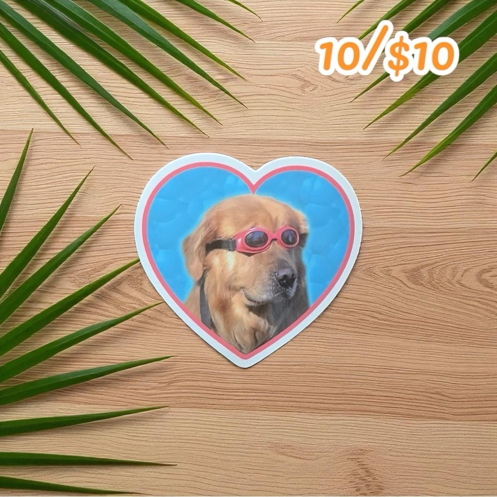 Cool Dog Heart Sticker – Approx. 2 3/4”